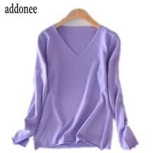 Free Shipping Hot Sales High Quality Cashmere Sweater Fashion Female V-neck Pullover Women Pullover Casual Loose Knitting Soft 2024 - buy cheap