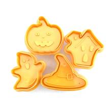 DIY Baking Mould Halloween Cookie Cutters 4pcs/set Halloween Cookie Stamp Biscuit Mold 3D Plunger Cutter DIY Baking Mould 2024 - buy cheap
