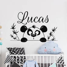 Adesivos de parede de vinil com nome, mural de desenhos animados de panda para quarto de crianças, decoração personalizada, decalques de parede, berçário de bebês p344 2024 - compre barato
