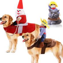 Disfraces divertidos para mascotas, disfraz de Papá Noel para jinete, gato, perro, ropa de vaquero, 2020 2024 - compra barato