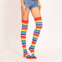 Spring and Autumn New Rainbow Striped Long Tube Over-the-knee Socks Female Cute Kawaii Sexy Comfortable Plus Size Sports Socks 2024 - buy cheap