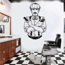 Pegatina de pared para ventana de barbero, cortapelos de peluquero con estilo grande, pegatina de pared para barbería, decoración de vinilo para Bar 2024 - compra barato