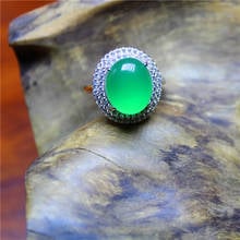 Liemjee-anillo Chapado en plata de ágata verde para mujer, joyería de moda con personalidad, regalo conciso 2024 - compra barato