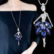 Fashion Blue Crystal Ballet Dance Girl Pendant Necklace Ballerina Classic Color Link Chain Pendant Necklaces Jewelry Girl Gifts 2024 - buy cheap