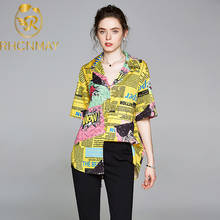 Женская блузка с короткими рукавами, свободная блузка с буквенным принтом и мультипликационным принтом, корейские топы размера плюс, для лета 2024 - купить недорого