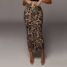 Falda larga con estampado de leopardo para mujer, falda sexy ajustada de cintura alta, ajustada, de talla grande, para fiesta y club nocturno 2024 - compra barato