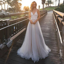 Summer Beach Wedding Dresses 2021 Sexy Straps Spaghetti Lace Top Backless Tulle Bridal Gowns Vintage Wedding Dress 2024 - buy cheap