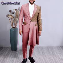 Gwenhwyfar ternos masculinos outono 2020 moda retalhos 2 pçs blazer com calças conjunto feito sob encomenda vestido de festa de casamento do noivo smoking 2024 - compre barato