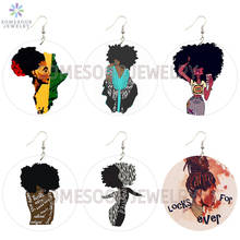 SOMESOOR AFRO Twists Natural Hair Wooden Drop Earrings Black Girl Rock African Ethnic Design Ear Loops Jewelry For Women Gifts 2024 - buy cheap