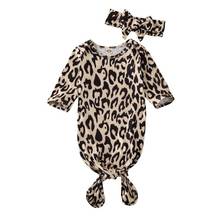 0-6m bonito bebê recém-nascido algodão swaddle cobertor envoltório saco de dormir leopardo bodysuit 2 peças 2024 - compre barato