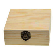 Square Unpainted Wooden Jewelry Box Plain Unfinished Wood Trinket Box Case Container with Lid 12x12x5cm 2024 - buy cheap