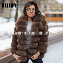 Casaco de pele de raposa real, casaco da moda para mulheres, de pele de raposa real quente, curto, slim, jaqueta de pele genuína de inverno 2024 - compre barato