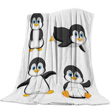 Custom Blanket Home Textile Penguin Cartoon Background Feet Flannel Weighted Blanket Warm Soft Throw Sofa Bed Travel Blankets 2024 - buy cheap