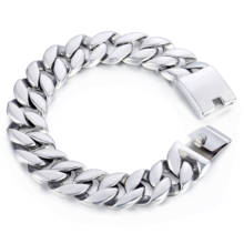 Davieslee Curb Cuban Link Bracelet Mens Bracelet Fashion Jewelry 316L Stainless Steel Silver Color 18mm DHB471 2024 - buy cheap