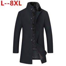 Plus 8XL 6XL 5XL Winter Trench Coat Men Fashion Solid Stand Collar Steampunk Men Casual Abrigos Hombre Button Long Jacket Men 2024 - buy cheap