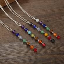 Women Necklace 7 Chakra Colorful Beads Long Dangle Necklace Yoga Balancing Stone Jewelry Gift New Woman's accesories 2024 - buy cheap