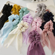 Summer Women Ponytail Hair Ties Scarf Elastic Hair Rope For Women Bow Scrunchies Hairbands Solid Color Ribbon Hair Accessories 2024 - buy cheap