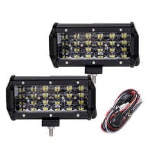 2Pieces Quad Rows 7 inch Led Bar Work light 72W 7200lm 6000K with Wire Harness for off-road Driving Cars 4x4 excavator motor 12V 2024 - buy cheap