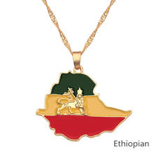 Colar punk com pingente de leão e bandeira etíopes, joias para homens e mulheres, cores douradas, mapas africanas, bijuterias para homens e mulheres 2024 - compre barato