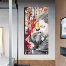 Tendresse canino homem retrato da arte da parede pintura em tela cartaz abstracto impressão decorativa imagem para sala de estar decoração casa 2024 - compre barato