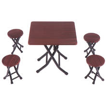 New 5Pcs/set Dollhouse 1/12 Miniature Wooden Dining Chair Table Furniture Set For Doll house Kitchen Food Furniture Toys 2024 - buy cheap