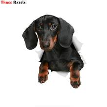 Three Ratels 1073 3D  Black Dachshund Toilet Wall Decor Waterproof Kitchen Refrigerator Stickers DIY Home Living Room Decoration 2024 - buy cheap