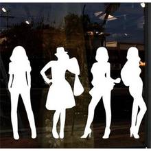 Loja de roupas femininas vitrine decoração adesivo meninas sapatos loja adesivos de parede janela pegajosa cartaz 2024 - compre barato