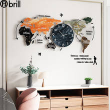 Nordic Creative Modern World Map Large Wall Clock Living Room Luxury Wall Watches Home Decor Silent Clocks Office Decoration 50 2024 - buy cheap
