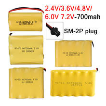 Batería NICD de 700MAH, 2,4 V/3,6 V/4,8 V/ 6V/7,2 V para juguetes RC, coches, camiones, tanque, batería de NI-CD reemplazable con enchufe SM 2024 - compra barato