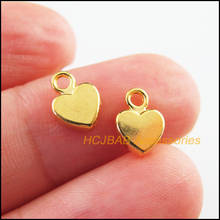 60 piezas de colgantes chapados en oro Retro, corazón pequeño liso, 6,5x9mm 2024 - compra barato