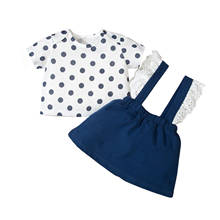 Baby Girl’s Skirt Two Pieces Suit Fresh Polka Dot Short Sleeve T-shirt and Lace Suspender Short Skirt 2024 - buy cheap