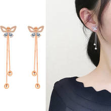 Trendy Shiny Zircon Crystal Butterfly Long Tassels Earrings 2020 Wedding Drop Dangle Earring For Women Party Jewelry Accessories 2024 - buy cheap