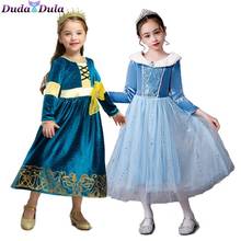 Girls Dress Cartoon Cosplay Princess Merida Dress Cosplay Costume Winter Velvet Dresses Baby Children Clothes Children Clothing 2024 - buy cheap