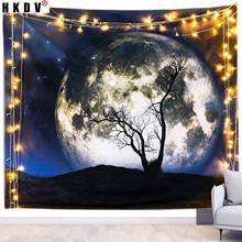 HKDV Moon Tree Tapestry Wall Rugs Wall Hanging Fabric Mural Background Cloth Towel Beach Fabric Blanket Dorm Living Home Decor 2024 - buy cheap