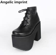 Angelical impresión mori chica motocicleta punk Zapatos Señora zapatos tacones altos lolita tobillo botas mujer vestido de princesa bombas 15cm 2024 - compra barato