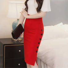 Bigsweety Ladies High Waist Side Split Button Sexy OL Skirts Slim Pencil Skirt For Women Female Skirt Bodycon Fitted Skirt 5XL 2024 - buy cheap