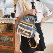 Mochila pequena de lona para mulheres estilo coreano, mini bolsa a prova d'água para viagens, bolsa escolar para ombro de tennage 2024 - compre barato