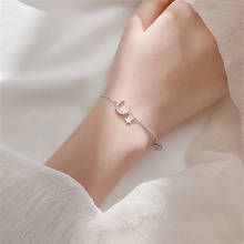 Simpel pulseira de prata esterlina feminina, pulseira com pingente de estrela lua para mulheres 925 joias de festa sl390 2024 - compre barato