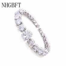 NHGBFT Clear Round Cubic zirconia Bracelet Bangles For Women Sliver Color CZ Stone Bracelet Valentine's Day present 2024 - buy cheap