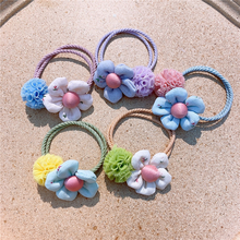 2021 New Fashion Children Ponytail Hair Accessories Korea Sweet Girl Cute Fabric Flower Lace Ball Rubber Band Headwear 2024 - buy cheap