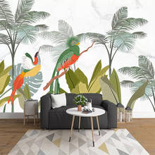 Papel de parede com foto personalizada pintada à mão, plana de floresta tropical, pintura de parede para sala de estar, quarto, mural de decoração 2024 - compre barato