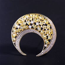 Graceful Korean Brooch Pin Micro Pave Zircon Moon Brooches for Women Wedding Jewelry Lady Coat Decoration Broche Christmas Gift 2024 - buy cheap