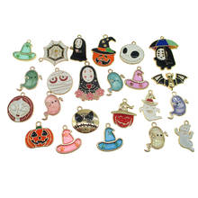 10PCS Enamel Magic Hat Pumpkin Ghost Wizard Cap Charms Halloween Holiday Series DIY Jewelry Pendant Alloy Festival Gifts XL626 2024 - buy cheap