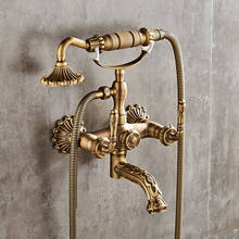 American Antique Carved Shower Faucet Set Hand Wall Mounted Bathroom Basin Mixer Tap Brass Shower Head Set Bath Shower System 2024 - buy cheap