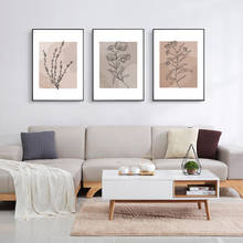 Pôster plantas de pintura em tela, pintura minimalista para parede de flores e folhas, decoração para a sala de estar 2024 - compre barato