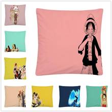 Global Hot One Piece Luffy Friends Cartoon Pillowcases45*45cm Cushion Cover Soft Short Plush Decor Pillow Case Car Sofa Home 2024 - buy cheap