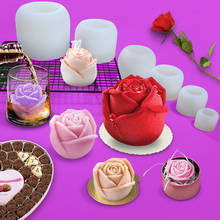 Molde de silicone com flor de rosa 3d, forma para sabão, decoração de bolo, artesanal, em resina, molde para velas, chocolate, gelo 2024 - compre barato