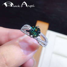 BLACK ANGEL 925 Sterling Silver Double Layer Weave Luxury Created Green Blue Gemstone Resizable Ring For Women Wedding Jewelry 2024 - buy cheap