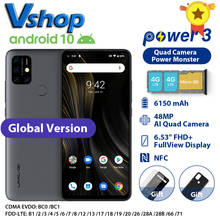 UMIDIGI Мощность 3 4 Гб + 64 ГБ Android 10 48MP Quad AI Камера 6150 мА/ч, 6,53 "FHD + 4GB 64GB Helio P60 глобальная версия смартфон NFC 2024 - купить недорого