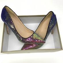 Пикантная обувь на высоком каблуке 12 см с острым носком, украшенная разноцветными бусинами и блестками женские вечерние туфли телесного цвета для ночного клуба 2024 - купить недорого